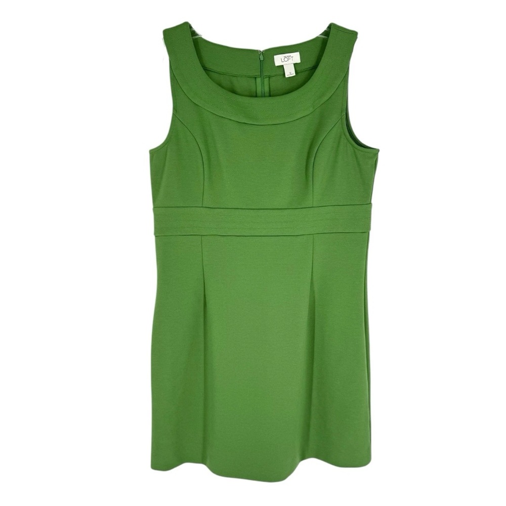 LOFT Dress Womens Size 12 Green Stretch Ponte Knit Sleeveless Classic